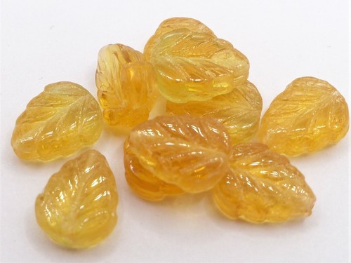 Czech glass leaf drop - (mm),