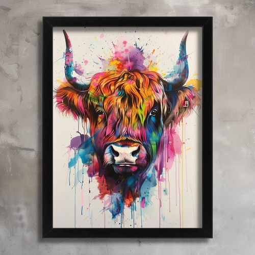 Colourful highland cow animal - colourful,