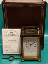 VINTAGE MATTHEW NORMAN 1754 DR HEAVY BRASS CARRIAGE CLOCK KEY BOX PAPERS WORKING