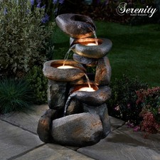 Serenity Tumbling Rock Cascade Water Feature Self Contained 61cm Garden Fountain