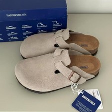 Birkenstock Boston Taupe Soft Footbed Suede Narrow/Width Unisex Clog Shoes