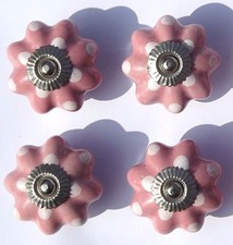 Ceramic Knobs Glass Pulls Handles for door drawer Cabinets Cupboard Wardrobe x 4