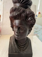 VTG  Majestic Bohemian Woman Carved Bust Brazilian mahogany Wood by Souza Rio