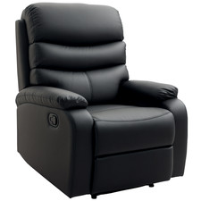HOMCOM Manual Recliner Chair Armchair for Living Room with Footrest Black