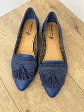 Moshulu Loafer Shoes Ladies Blue Moccasins Size 38 Uk 5 Olive Leather