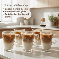 6 X Latte Coffee Glasses