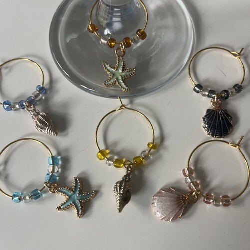 Wine glass charms set 6 - glass, of