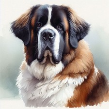 SAINT ST BERNARD Watercolour ART PRINT DOG Lover GIFT Christmas Birthday PRESENT
