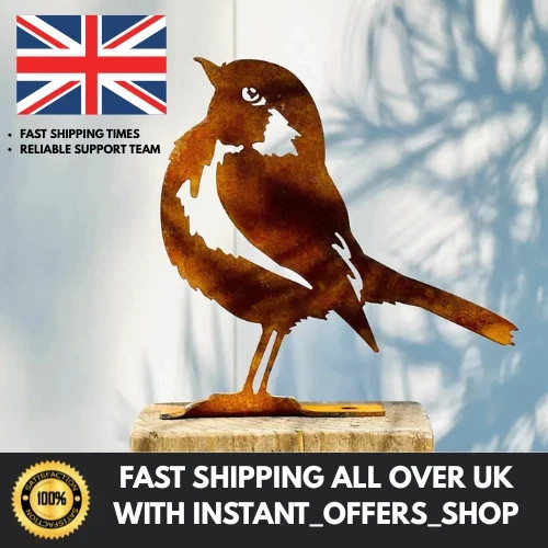 Rusty metal robin - metal, garden