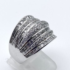 Tova 925 Sterling Silver Wide Band Cocktail Ring QVC Diamonique Size O 1/2