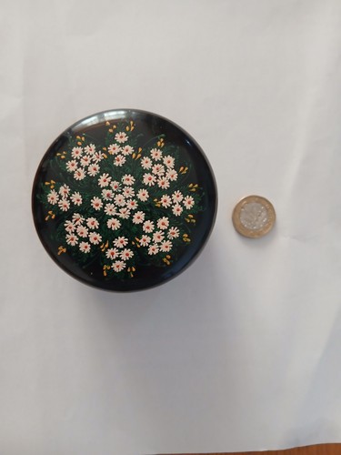 Antique black papier mache - black, pot