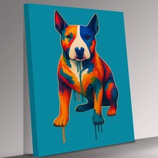 English Bull Terrier  Bright Colours Canvas Print Wall Art Picture