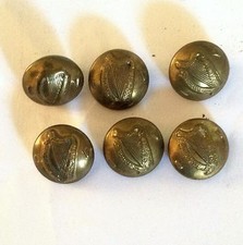 IRISH ARMY  IRISH VOLUNTEER 6 X old Tunic Buttons SMALL size BRASS originals