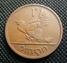 Irish 1952 One Penny Minted Old Ireland Celtic Harp Lucky 1d