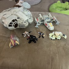 Vintage Star Wars Playskool 2001 Millenium Falcon X-Wing Luke Vader Wampa Figs