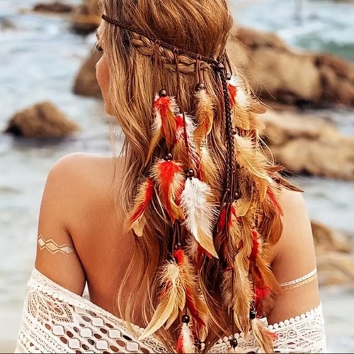 Boho feather headband rainbow - boho,