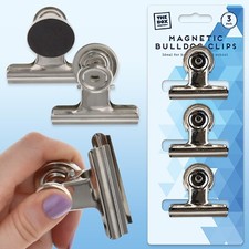 MAGNETIC BULLDOG CLIPS 3x Strong Fridge Magnet Whiteboard Memo Note Paper Holder