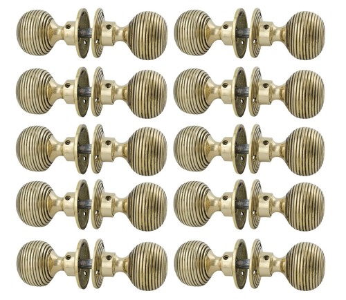 Solid brass door knobs set - brass,