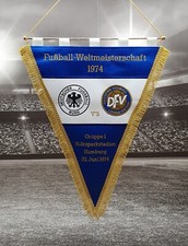 WORLD CUP 1974 EAST GERMANY V WEST GERMANY EMBROIDERED PENNANT 48cm x 36cm
