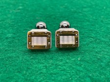 CARTIER SANTOS GOLD & STAINLESS STEEL PRE OWNED CUFFLINKS PAIR OF COLLECTABLE