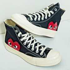 Converse x Comme des Garcons PLAY Chuck 70 Unisex Size 7 Black Shoes