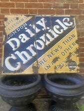 Antique London Daily Chronicle Enamel Newsagent Shop Sign Wall Art Man Cave