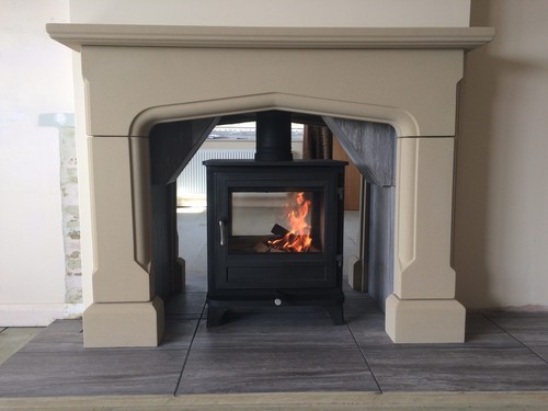 Tudor stone fireplace surround - fireplace,