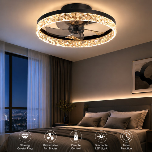 Led crystal ceiling - crystal, fan