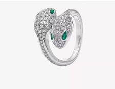 18K White Gold  Snake Ring For