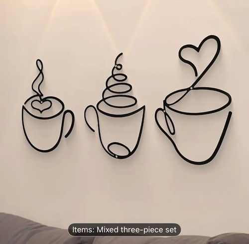 Coffee cup metal wall art - metal,