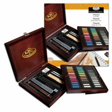 Artist Deluxe Soft Colour Pastel Charcoal & Pencil Wooden Box Sketching Set 56pc