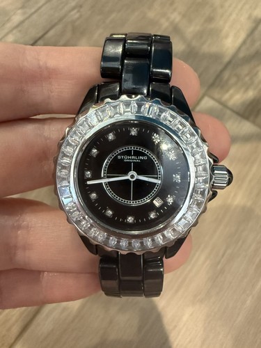 Stuhrling black ceramic - stuhrling, 34mm