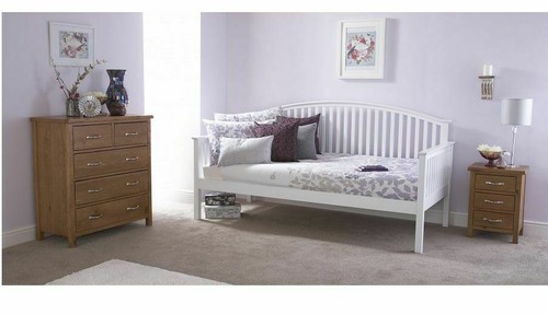 White wooden single daybed - white,