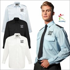 Custom Embroidered Premier Mens Long Sleeve Pilot Shirt Business Uniform Shirt 