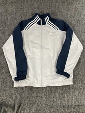 Adidas Vintage Y2K Track Jacket Navy/Grey 3-Stripe Full Zip Retro Top Size M UK