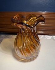 Vintage Iridescent Glass Amber