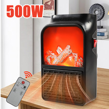 500W Electric Heater Wall Plug in Portable Ceramic Fan UK Plug with Remote UK