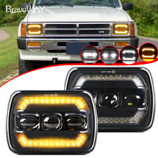Pair 5x7/7x6'' LED Headlights Hi/Lo Beam DRL Headlamp for Toyota Hilux MR2 85-95