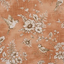 Finch Floral Toile Sandstone Fabric 140cm Cotton Curtain Upholstery Per Metre