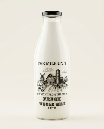 Litre glass milk bottle - glass,