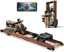 Wooden Water Rowing Machine 6-Level Resistance Bluetooth LCD Home Rower