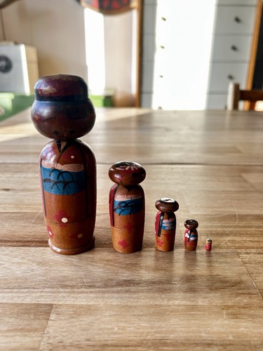 Vintage wooden kokeshi - wooden,