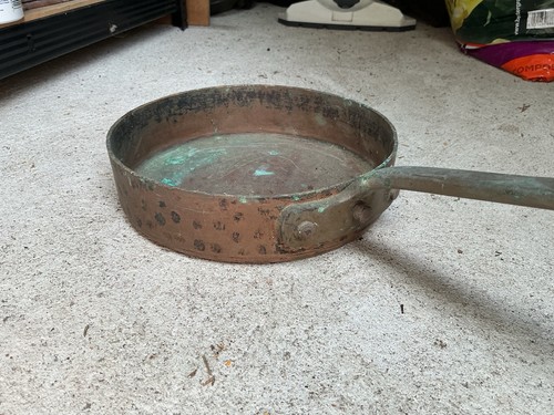 Antique copper pan with - copper, brass
