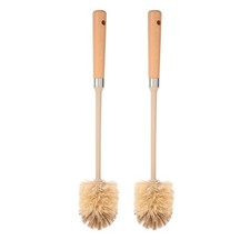  2 Pcs Wood Toilet Brush Bowl Scrubber Tools Long Handle Cleaners