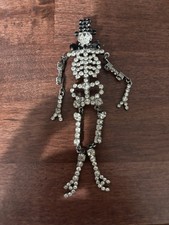 HUGE BUTLER AND WILSON ARTICULATED SKELETON BROOCH Pin - 4 1/2" HALLOWEEN