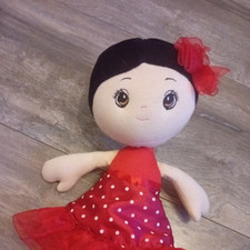 Aurora Spanish Flamenco Dancer Girl Rag Doll In Red Dress Soft Plush Toy