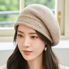 Stretchy Women's Beret Cap Knitted Warm Beret Hat  for Autumn and Winter