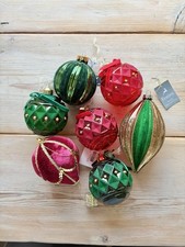 Christmas Tree Decorations Victorian Red Green Velvet Flock Hanging Balloon