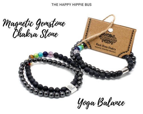 Black stone chakra magnetic - black,