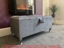 Ottoman Storage Box Chesterfield Velvet Blanket Toy Box  Pouffe Bench Footstool